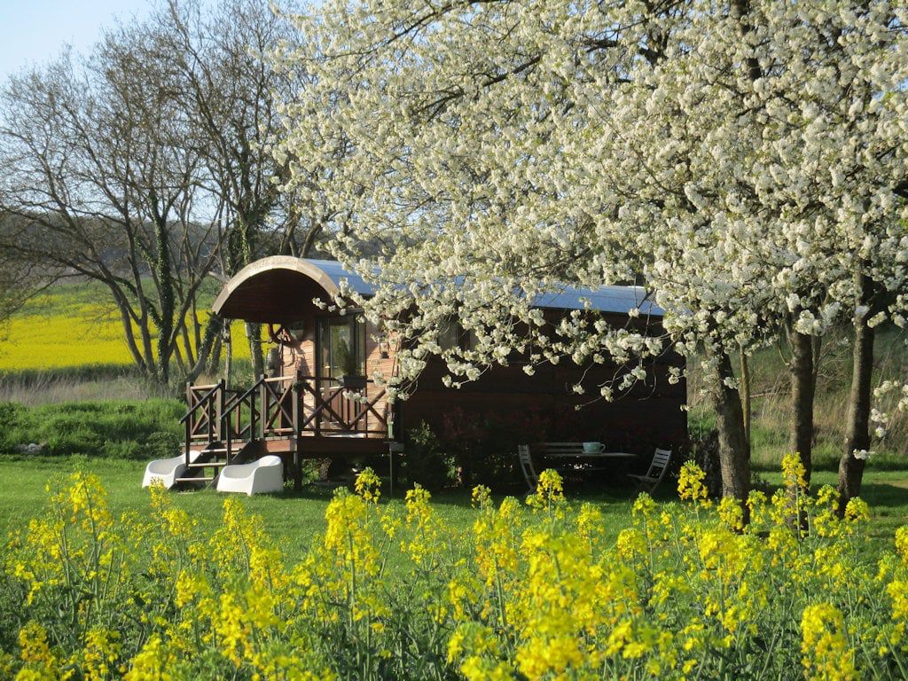 Roulotte tout confort au cœur d’un Domaine avec étang privé 